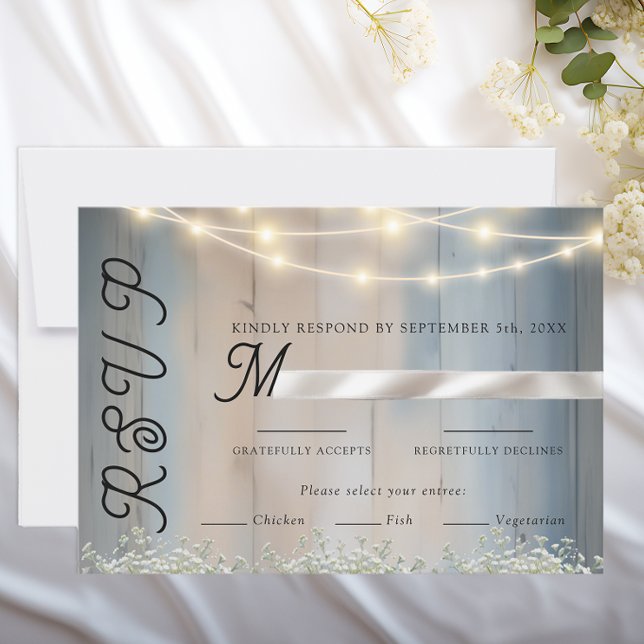 Cartão de Resposta de Casamento Luzes de Madeira A (Wedding rsvp card)