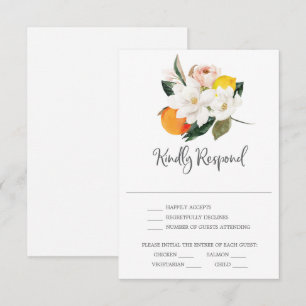 Cartão de Resposta de Casamento Magnolia Citrus