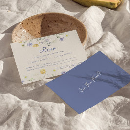 Cartão de Resposta de Casamento Manuscrito com Flo