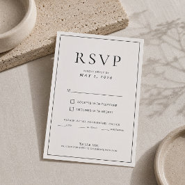 Cartão de Resposta de Casamento Minimalista com Bo