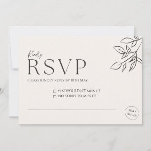 Cartão de Resposta de Casamento Minimalista com Il