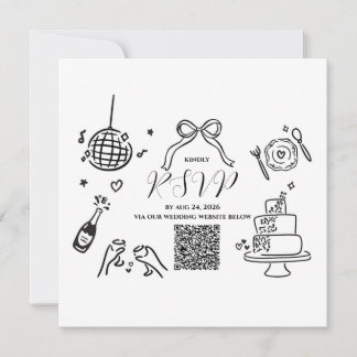 Cartão de Resposta de Casamento Minimalista Desenh
