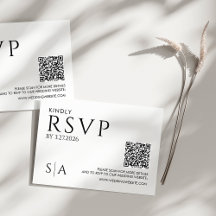Cartão de Resposta de Casamento Minimalista em Pre