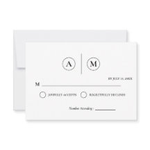 Cartão de Resposta de Casamento Minimalista | Pret