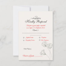 Cartão de Resposta de Casamento Minimalista Simple