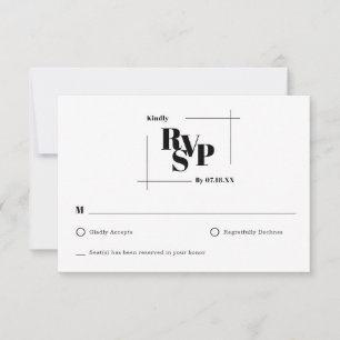 Cartão de Resposta de Casamento Mínimo de Monogram