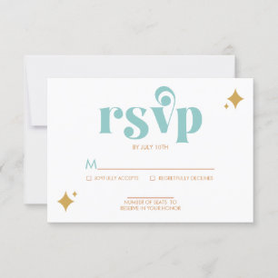 Cartão de Resposta de Casamento Moderno Retro Prai