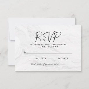 Cartão de Resposta de Casamento Moderno Script M