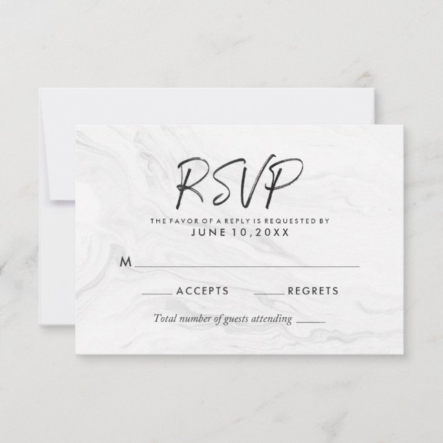 Cartão de Resposta de Casamento | Moderno Script M (Frente)