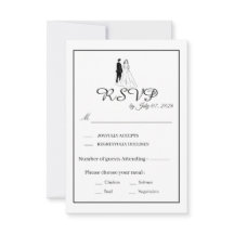 Cartão de Resposta de Casamento Monocromático Mini