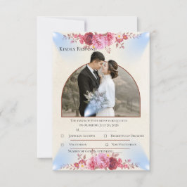 Cartão de Resposta de Casamento na Igreja Rosa Rub