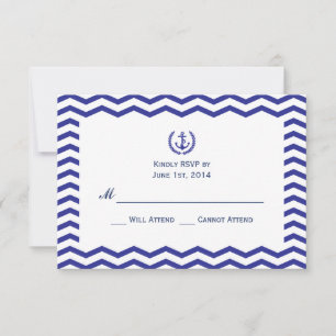 Cartão de Resposta de Casamento Náutico Marinha