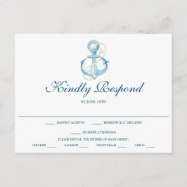 Cartão de Resposta de Casamento Naval Náutico