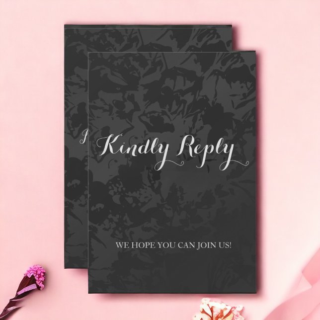 Cartão de Resposta de Casamento Negra Moderno Mini (Criador carregado)
