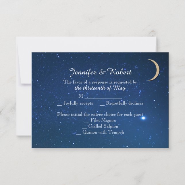 Cartão de Resposta de Casamento Noturno Starry (Frente)