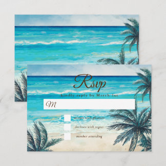 Cartão de Resposta de Casamento Oceano Azul Praia