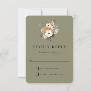 Cartão de Resposta de Casamento Ocidental Boho Flo