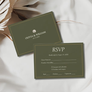 Cartão de Resposta de Casamento Olive Green Peacoc