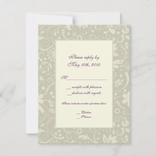 Cartão de Resposta de Casamento Paisley Creme