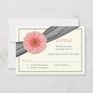Cartão de Resposta de Casamento Pale Coral Gerbera