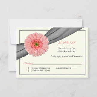 Cartão de Resposta de Casamento Pale Coral Gerbera