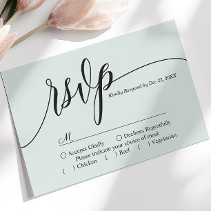 Cartão de Resposta de Casamento Pastel Mint Simple