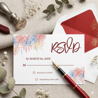 Cartão de Resposta de Casamento Patriótico Elegant