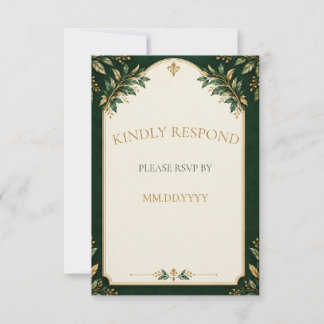 Cartão de Resposta de Casamento Personalizado Verd