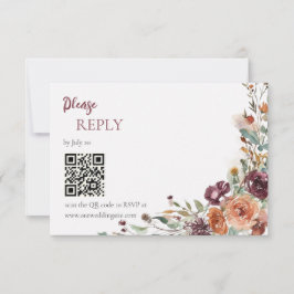 Cartão de Resposta de Casamento Pétalas de Ameixa