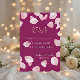 Cartão de Resposta de Casamento Pétalas Rosa Român