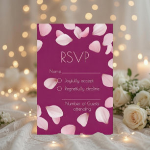 Cartão de Resposta de Casamento Pétalas Rosa Român
