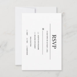 Cartão de Resposta de Casamento Preto e Branco Min
