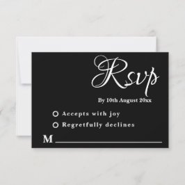 Cartão de resposta de casamento preto e branco mín