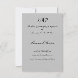 Cartão de Resposta de Casamento Preto e Cinza Mini