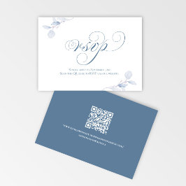 Cartão de Resposta de Casamento QR com Script Azul