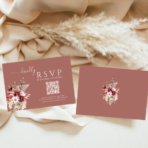 Cartão de Resposta de Casamento QR Dusty Rosewood
