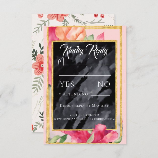 Cartão de Resposta de Casamento Quadro de Giz Amar (Frente/Verso)