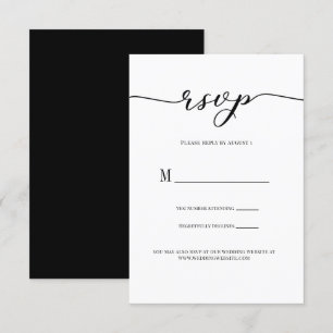 Cartão de Resposta de Casamento R.S.V.P. Preto Scr