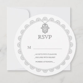 Cartão de resposta de casamento redondo Hamsa eleg