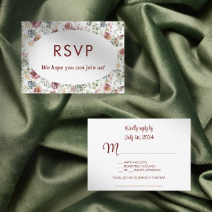 Cartão de resposta de casamento romântico floral v