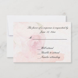 Cartão de Resposta de Casamento Rosa Beijo Aquarel