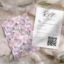 Cartão de Resposta de Casamento Rosa Elegante