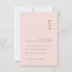 Cartão de resposta de casamento rosa neutro minima