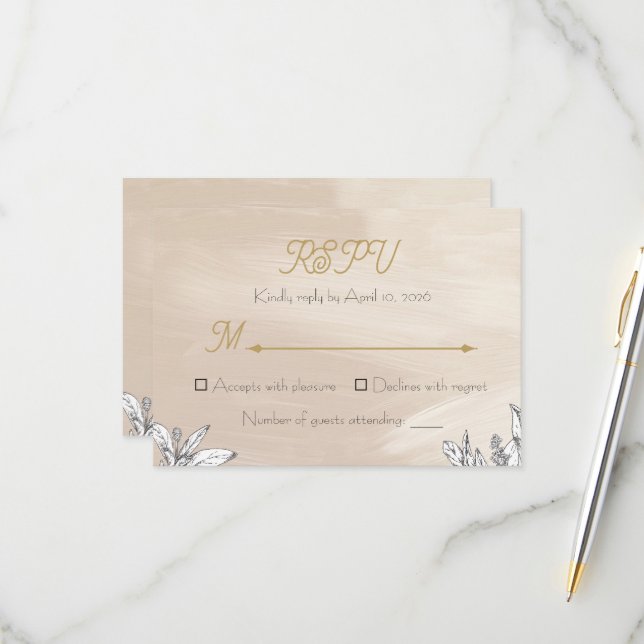 Cartão de Resposta de Casamento Rosa Pastel (Frente/Verso In Situ)
