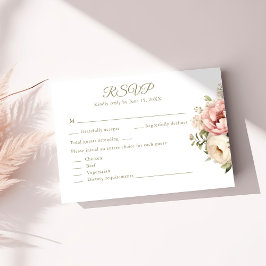 Cartão de Resposta de Casamento Rosa Romântico e F