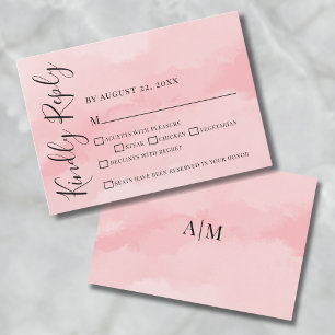 Cartão de Resposta de Casamento Rosa Simples Blush