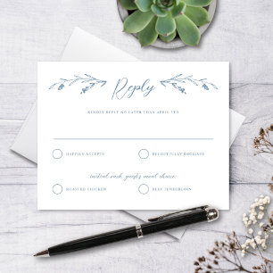 Cartão de Resposta de Casamento Rustic Dusty Blue