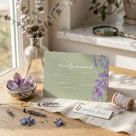 Cartão de Resposta de Casamento Rústico Lavanda Sa