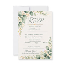 Cartão de Resposta de Casamento Sage Verde Eucalip
