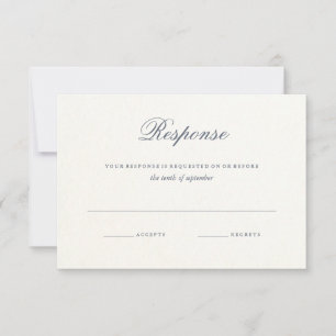 Cartão de Resposta de Casamento Simples Azul Cinza